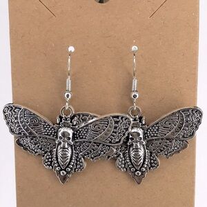 Alloy Metal Skull Butterfly Dangle Earrings
